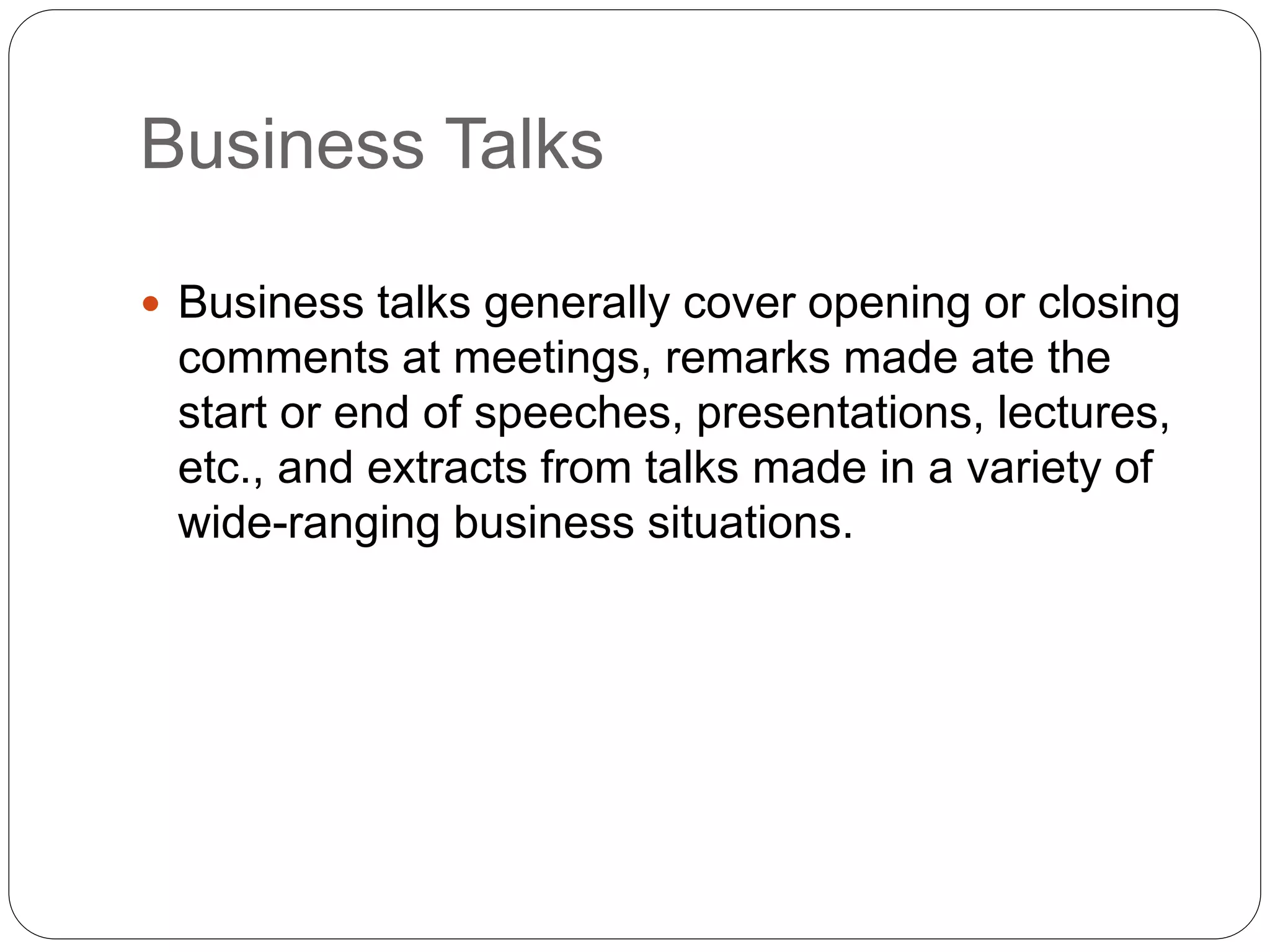 Business talks | PPTX