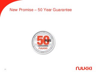 New Promise – 50 Year Guarantee
21
 