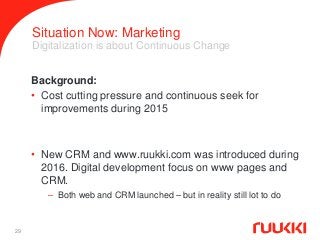 Situation Now: Marketing
Digitalization is about Continuous Change
Background:
• Cost cutting pressure and continuous seek...