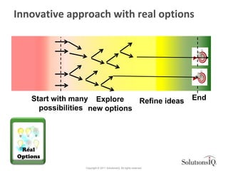 Innovative approach with real options




    Start with many Explore     Refine ideas                           End
     ...