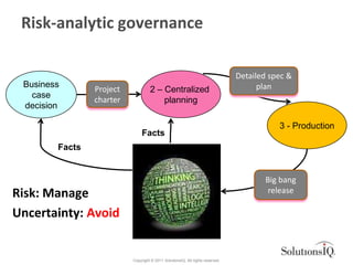Risk-analytic governance

                                                                               Detailed spec &
 ...