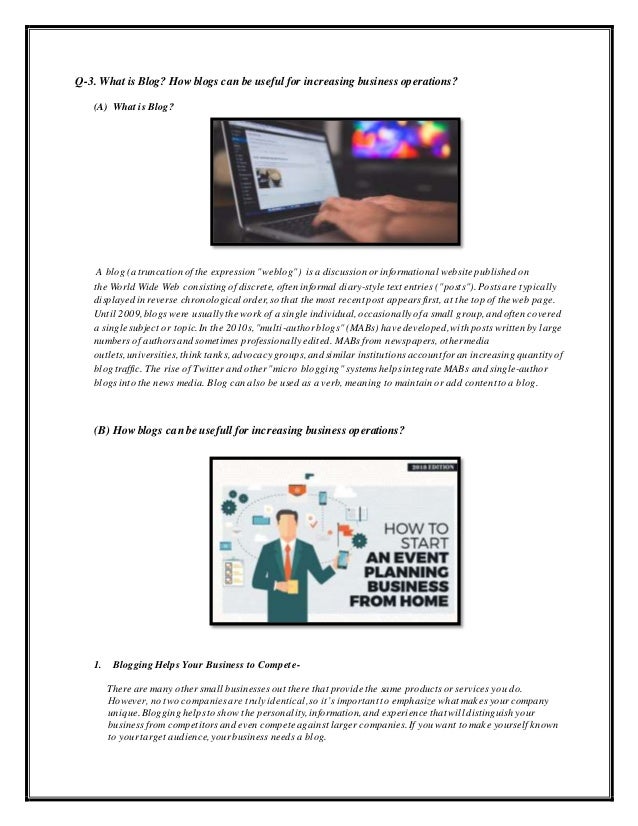 What is Blogs? what are its usage in corporates?