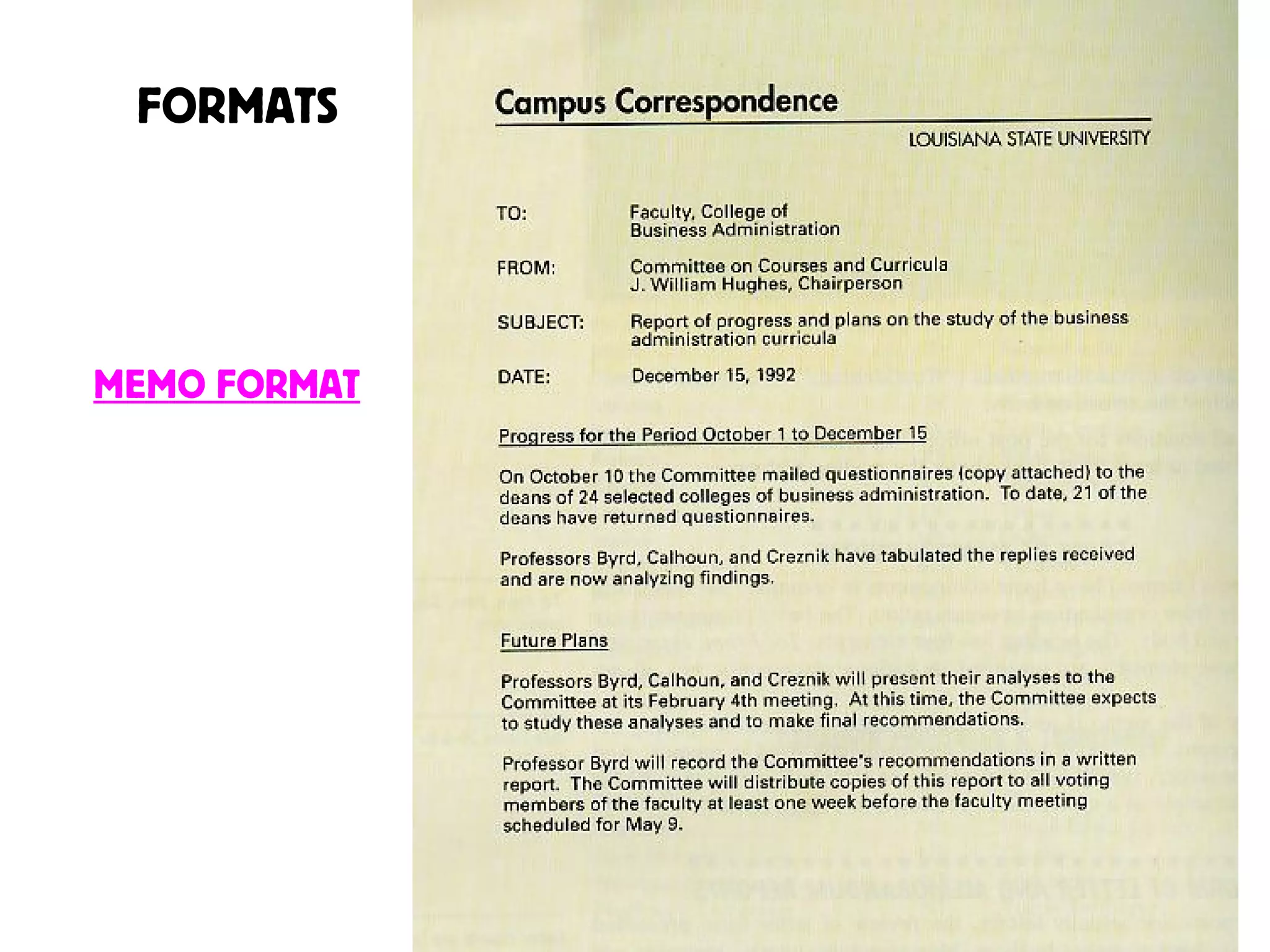 FORMATS
MEMO FORMAT
 