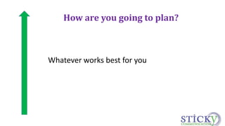 How are you going to plan? 
Whatever works best for you 
 