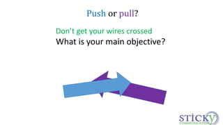 Push or pull? 
Don’t get your wires crossed 
What is your main objective? 
 