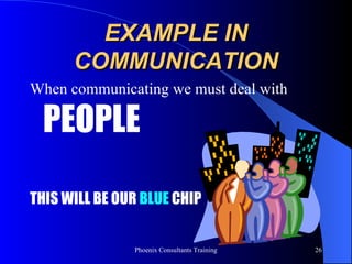 EXAMPLE IN COMMUNICATION When communicating we must deal with  PEOPLE THIS WILL BE OUR  BLUE   CHIP 