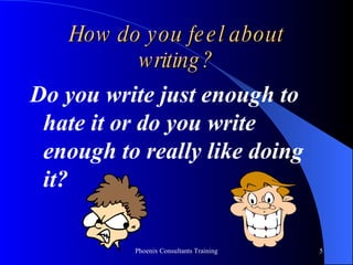 How do you feel about writing? Do you write just enough to hate it or do you write enough to really like doing it? 