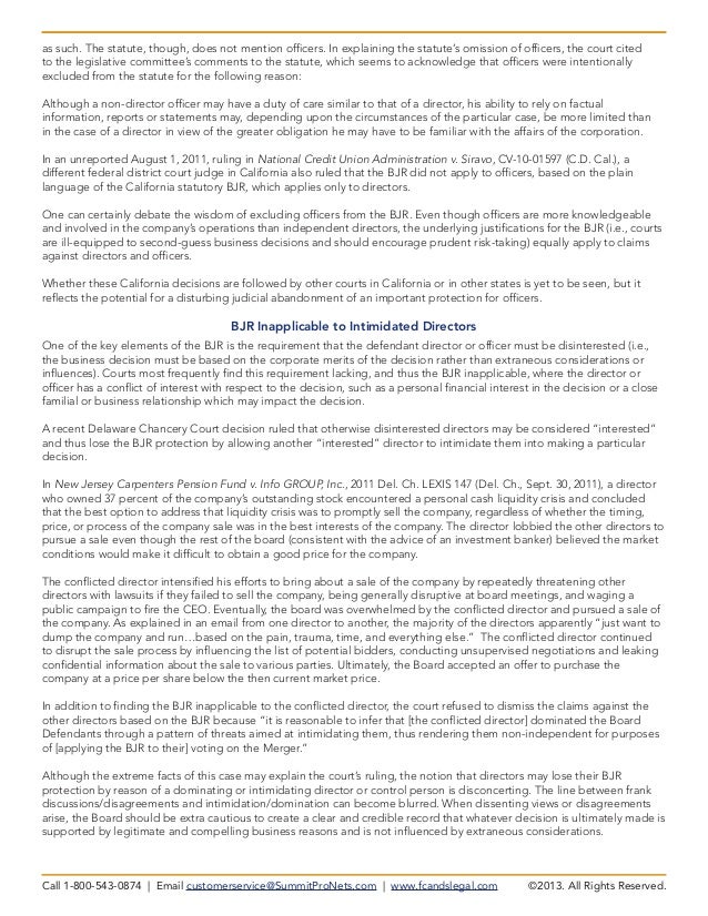 Business Judgment Rule Under Attack