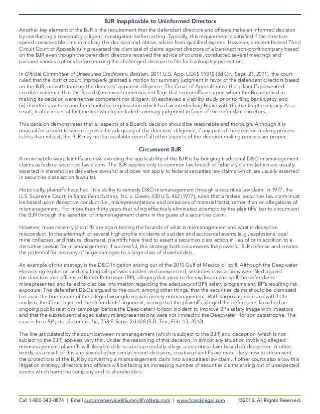 Business Judgment Rule Under Attack