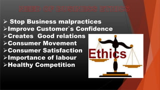  Stop Business malpractices
Improve Customer`s Confidence
Creates Good relations
Consumer Movement
Consumer Satisfaction
Importance of labour
Healthy Competition
 