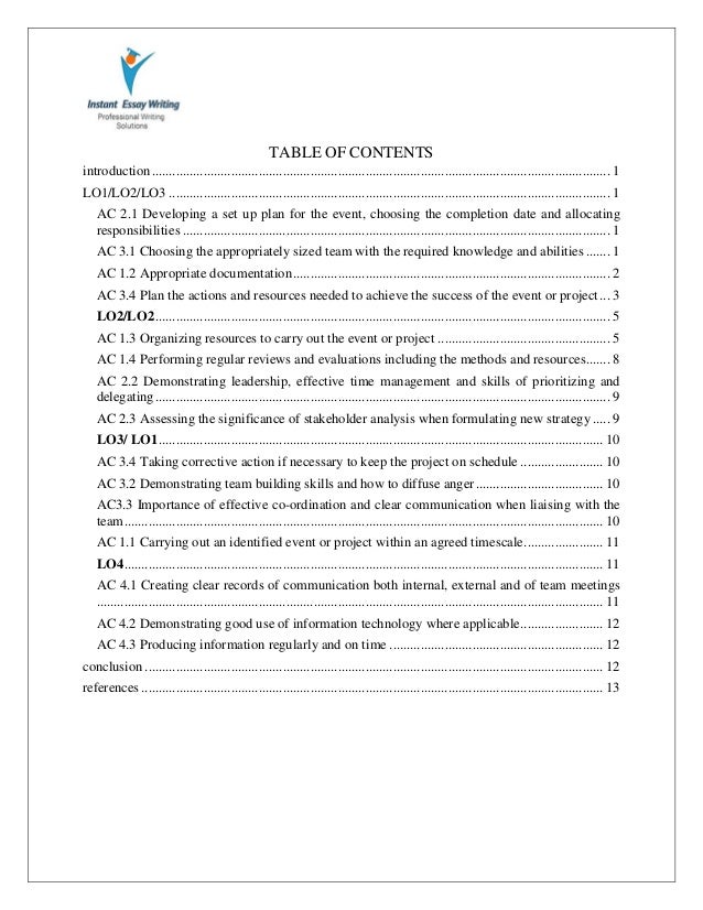 Sample Report On Business Event Management