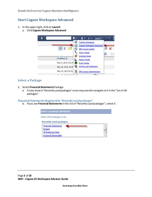 cognos workspace advanced