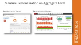 Measure Personalization on Aggregate Level 
Personalization Tracker Experience Intelligence 
 