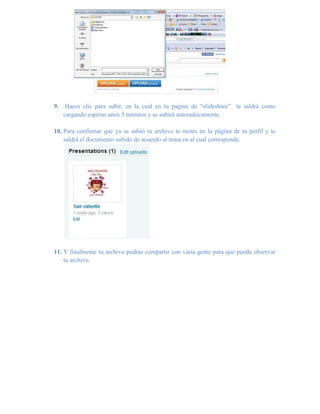  Pasos para subir archivos al Slideshare