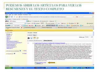 PODEMOS ABRIR LOS ARTÍCULOS PARA VER LOS RESÚMENES Y EL TEXTO COMPLETO 