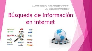Búsqueda de información
en internet
Alumna: Carolina Valle Mendoza Grupo 101
Lic. En Educación Preescolar
 