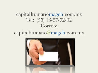 capitalhumanomagch.com.mx
Tel:  (55) 13-57-72-92
Correo:
capitalhumano@magch.com.mx 
 