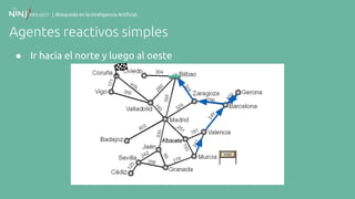 | Búsqueda en la Inteligencia Artificial
Agentes reactivos simples
● Ir hacia el norte y luego al oeste
 
