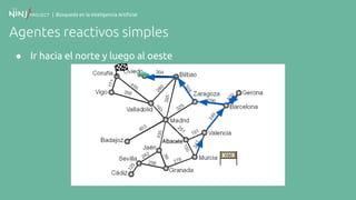 | Búsqueda en la Inteligencia Artificial
Agentes reactivos simples
● Ir hacia el norte y luego al oeste
 