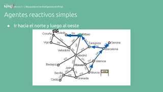 | Búsqueda en la Inteligencia Artificial
Agentes reactivos simples
● Ir hacia el norte y luego al oeste
 