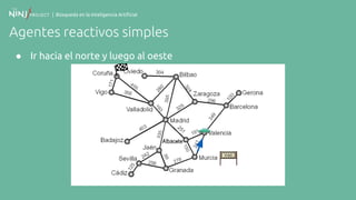 | Búsqueda en la Inteligencia Artificial
Agentes reactivos simples
● Ir hacia el norte y luego al oeste
 