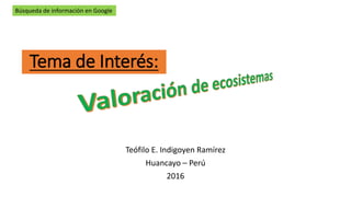 Tema de Interés:
Teófilo E. Indigoyen Ramírez
Huancayo – Perú
2016
Búsqueda de información en Google
 