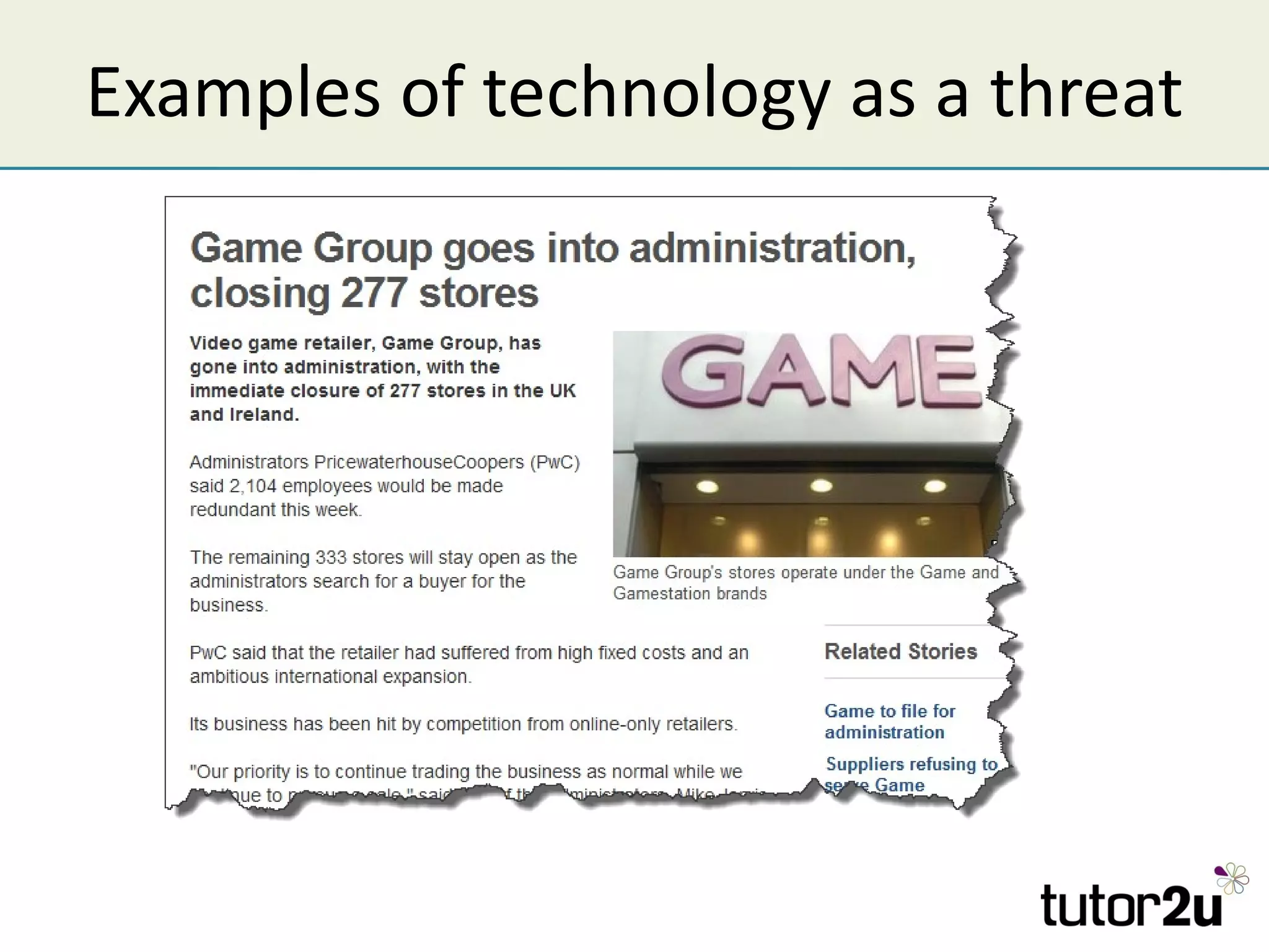 Examples of technology as a threat
 