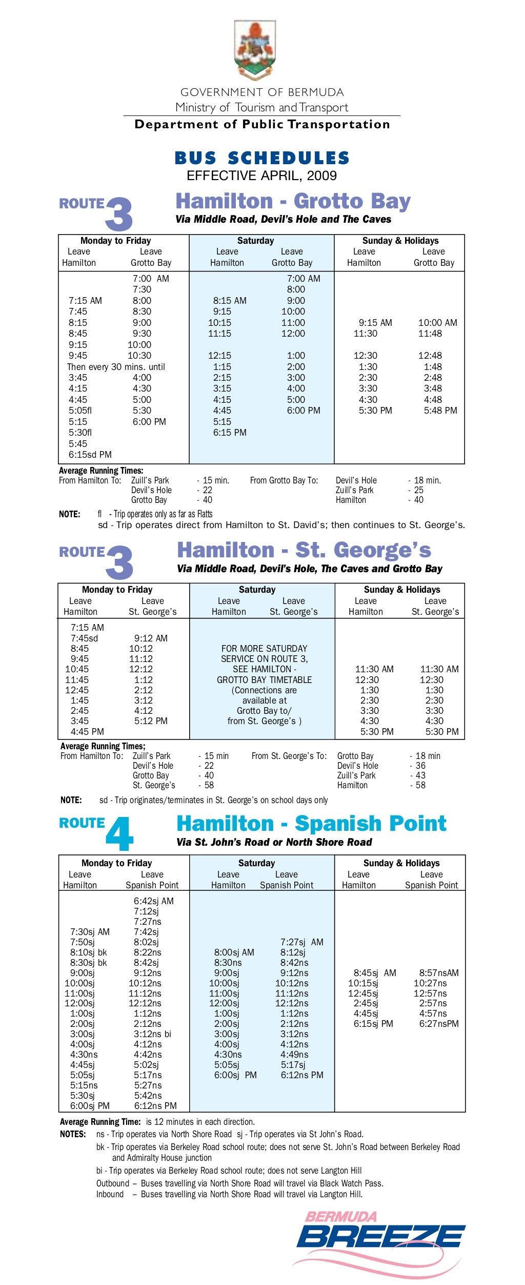 Bermuda Bus Schedule
