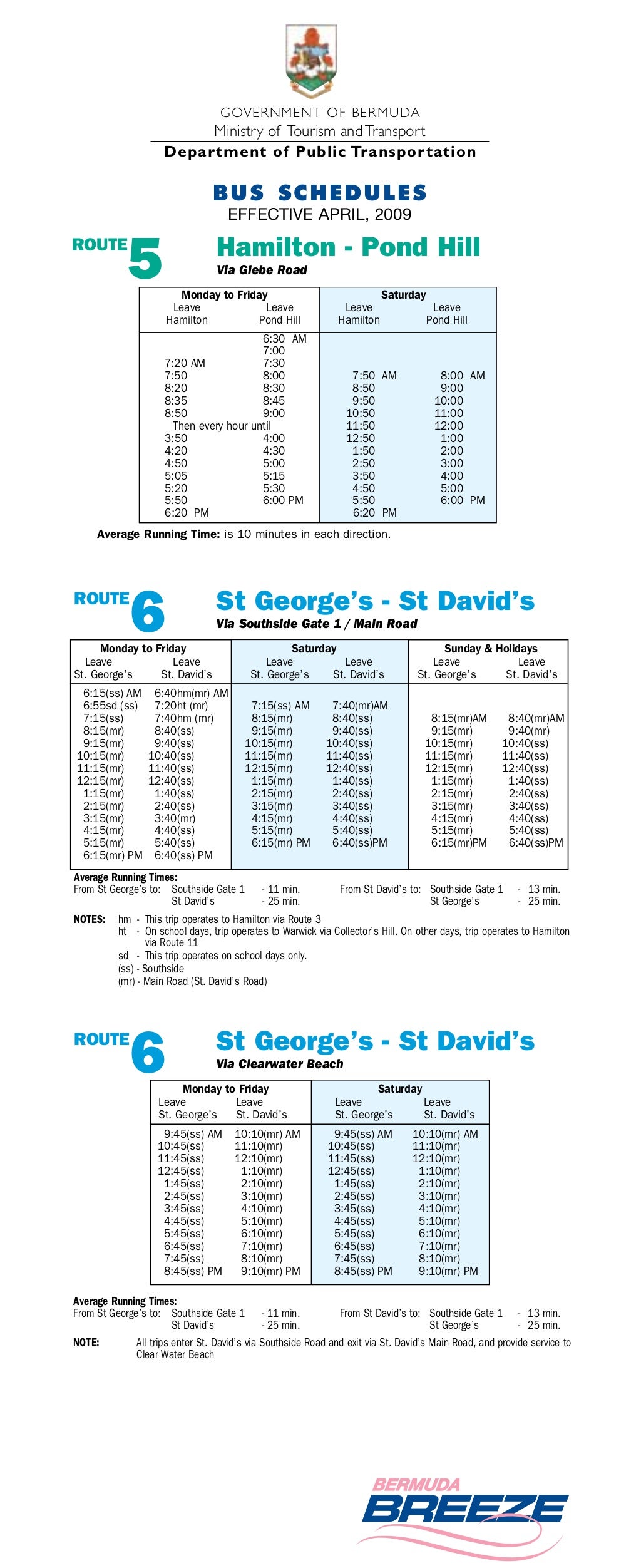 Bermuda Bus Schedule