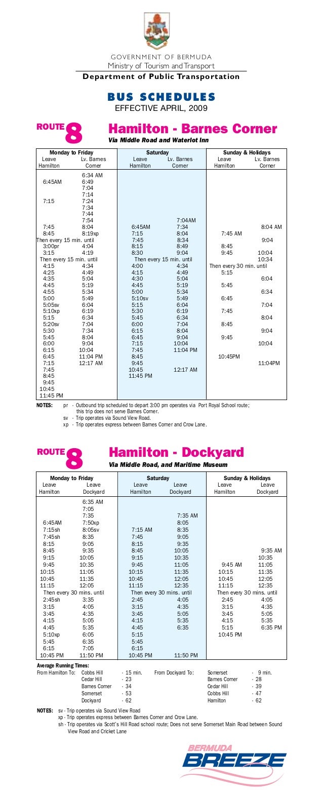 Bermuda Bus Schedule