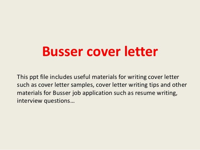 Busser cover letter