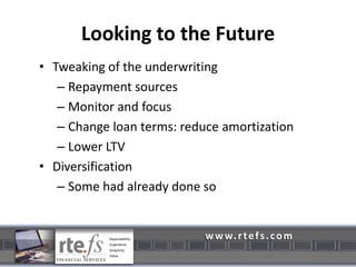 Survey Group – increased by at least 60%Response to Loan IssuesIncreased portfolio managementInternal groups and/or personnelWorking with ownersAggressive poor credit managementLoan reviews, reports, etc