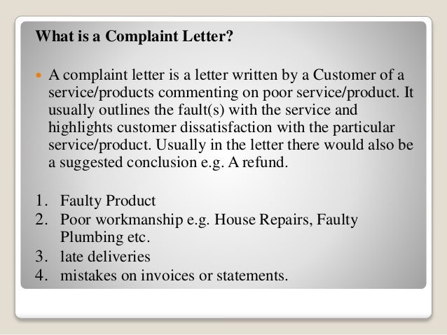 complaints letter for poor service