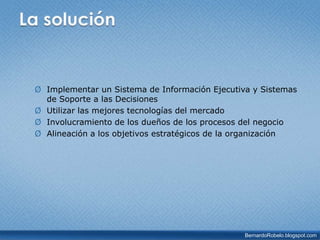 La información reside en diferentes sistemas: ERP, CRM, archivos planos