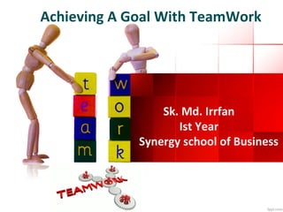 Achieving A Goal With TeamWork

Sk. Md. Irrfan
Ist Year
Synergy school of Business

 