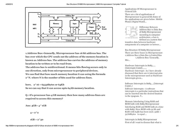 Bus structure of 8085 microprocessor 8085 microprocessor complete tutorial