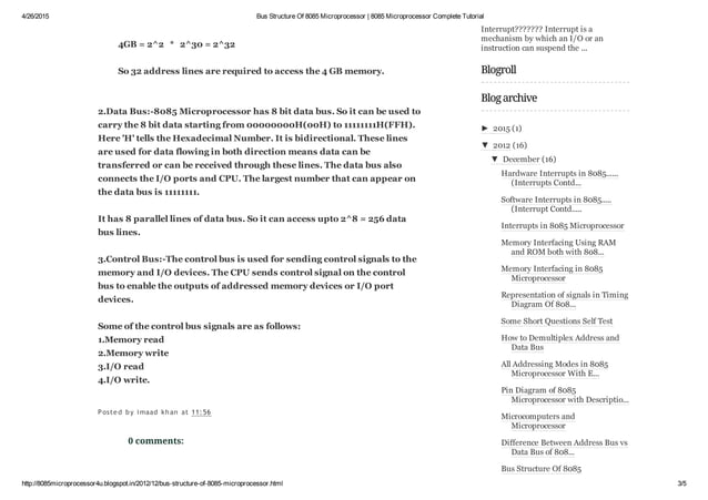 Bus structure of 8085 microprocessor 8085 microprocessor complete tutorial