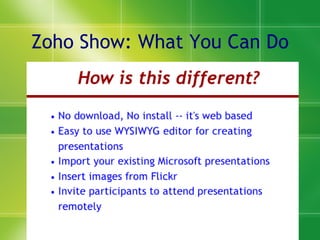 Zoho Show: What You Can Do 