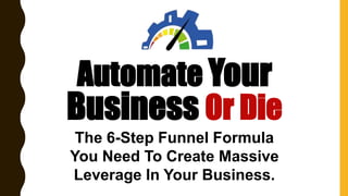 Automate Your
Business Or Die
The 6-Step Funnel Formula
You Need To Create Massive
Leverage In Your Business.
 