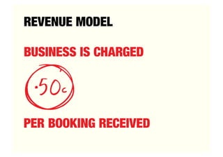REVENUE MODEL

BUSINESS IS CHARGED




PER BOOKING RECEIVED
 