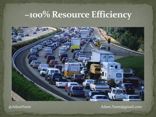 ~100%	
  Resource	
  Efficiency
@AdamYuret Adam.Yuret@gmail.com
 
