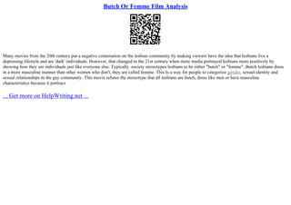 Butch Or Femme Film Analysis | PPT