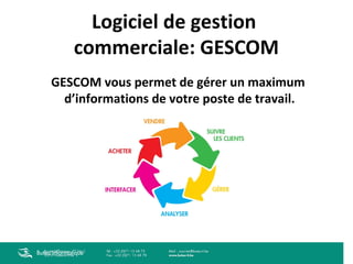 Logiciel de gestion
commerciale: GESCOM
GESCOM vous permet de gérer un maximum
d’informations de votre poste de travail.

Buteo Informatique

 