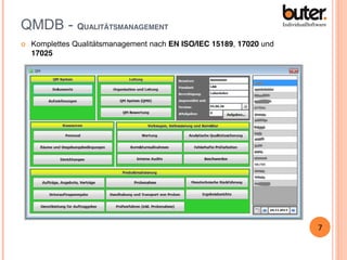QMDB - QUALITÄTSMANAGEMENT


Komplettes Qualitätsmanagement nach EN ISO/IEC 15189, 17020 und
17025

7

 