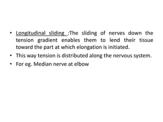 • Transverse sliding: It occurs in two ways –
The first is to enable the nerve to take the shortest
course between two poi...