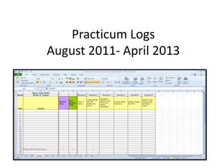 Practicum Logs
August 2011- April 2013
 