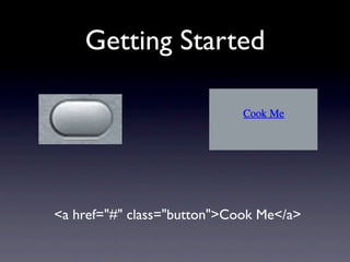 Getting Started




<a href="#" class="button">Cook Me</a>
 