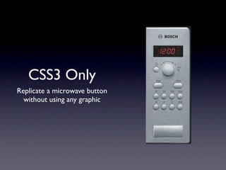 CSS3 Only
Replicate a microwave button
  without using any graphic
 