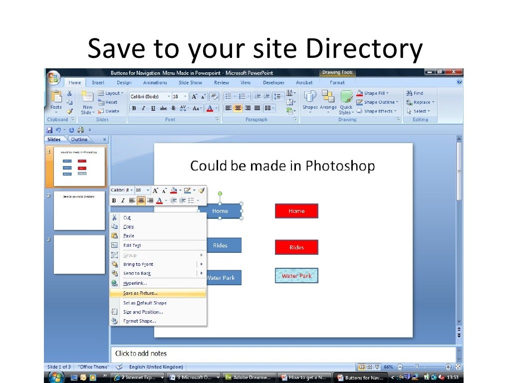 Buttons For Navigation Menu Made In Powerpoint