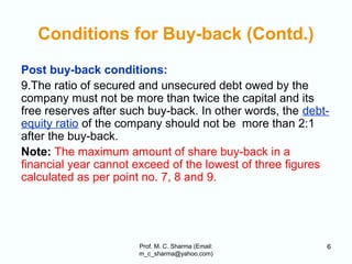 Buy back of shares - introduction and accounting | PPT
